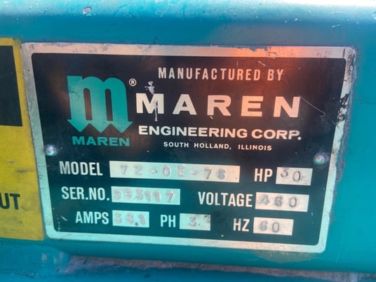 Maren #72-OE-76, auto-tie horizontal baler, 6" cylinder, 30 HP, 230/460 V., S/N 993117 - Image 3