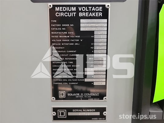 1200 Amps Square D Vad-5 Vr V5d7133yj00a 15 KV 750mv Amps 125 Volts DC Control, 29k Amps Sc - Image 5