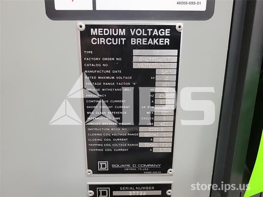 2000 Amps Square D Vad-5 Vr V5d7233yj00a 15 KV 750mv Amps 125 Volts DC Control, 29k Amps Sc - Image 5