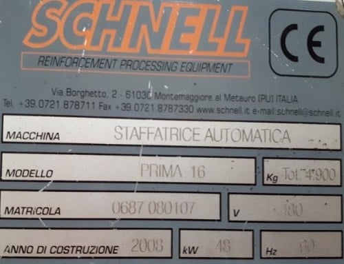 Schnell #Prima-16, stirrup bender, 1 bar 1/4