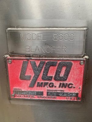 Lyco #8600, Rotary Blancher, 304 Stainless Steel contact parts, with 60" x 96" perforated drum, 3 HP, mounted - Image 2