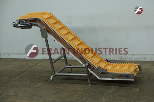 18" wide x 8' long, Marvu #260, inclined cleated conveyor, 1-1/2" high cleats set on 11-1/2 centers, 49" - Image 1