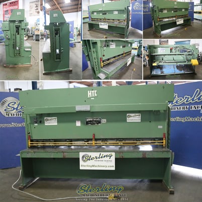 1/4" x 10' HTC #250-10A, 1" x3" x124" blade, 9 holddown, 36" front operated power back gauge w/ indicator - Image 1