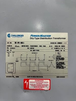 20 KVA 575 Delta Primary, 460Y/266 Secondary, Challenger #202-NP3-MOD.5, S/N J9612591 - Image 3