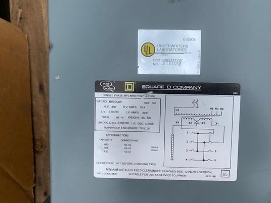 5 KVA 480 Primary, 240/120 Secondary, Square D Transformer - Image 3