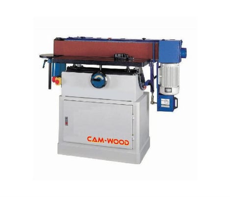 6" x 108" Cam-wood EGS-108X, edge sander, 3 HP, 6" diameter drive pulley, 7-3/4" x 37" front table with a 6" - Image 1