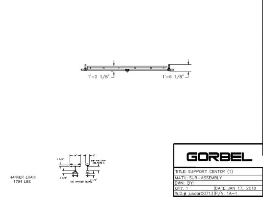 .5 Ton, Gorbel GLCS-1000-20-30, ceiling mounted bridge crane w/ Yale hoist, 30' runway, (6) hanger - Image 3