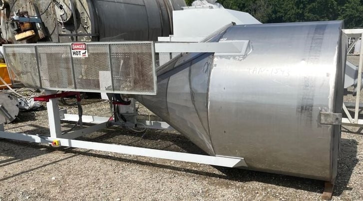 1100 gallon Stainless Steel feed hopper, 5'10" diameter x 4' T/T w/ 6' D cone bottom - Image 1