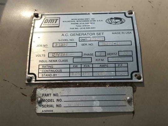 300 KW, 1800 RPM, Marathon/DMT, Generator End, 120/208 Volts, 3 phase, SAE1, 646 hours - Image 7