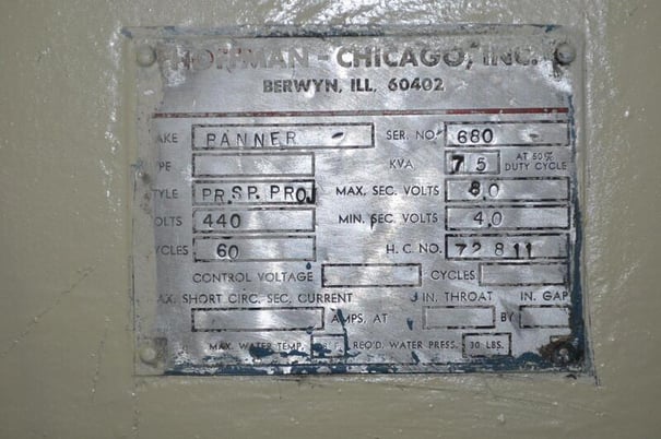 75 KVA Banner #PR.SP.PROJ, spot welder, 13.5"throat, 6.5"x6.5" platen, Weldtron Control - Image 7