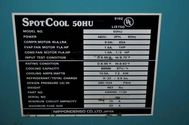 Spot Cool #50-HU, portable Spot Cool unit, 60000 BTU, R22 - Image 10