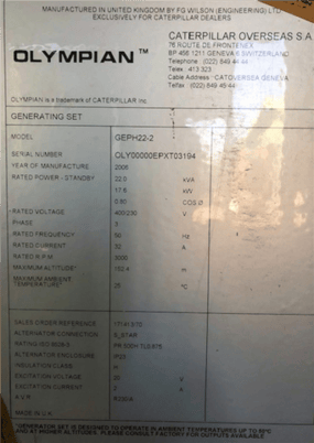 17 KW Olympian #GEPH22-2, Generator, 22 KVA, 3000 RPM, 2006 - Image 4