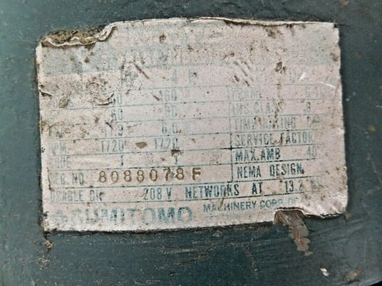 5 HP, 2 RPM, SM Cyclo Sumitomo, gearmotor, 731.00 ratio, 7" L x 5-1/2" W shaft - Image 8