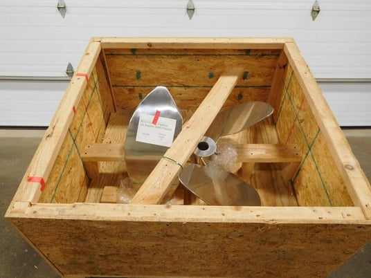 stainless elephant ear mixing impel, 3 blades, 28", 22-1/2" x 12", 316 Stainless Steel, 2" hole, new - Image 2