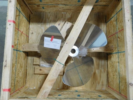 stainless elephant ear mixing impel, 3 blades, 28", 22-1/2" x 12", 316 Stainless Steel, 2" hole, new - Image 3