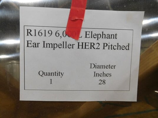 stainless elephant ear mixing impel, 3 blades, 28", 22-1/2" x 12", 316 Stainless Steel, 2" hole, new - Image 4