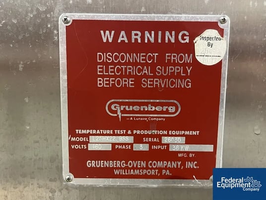 Gruenberg #L25HX22.9SS, Oven, S/N 26030,36 KW, 460 V. - Image 3