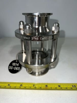 2" 316L In-Line Sight Glass Valve, Stainless Steel - Image 1