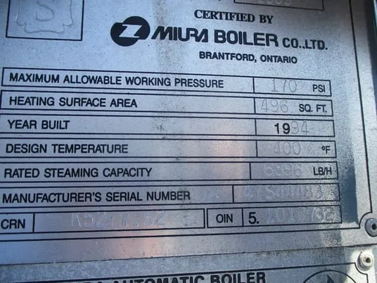 200 HP Miura #LX-200, Steam Boiler, 170 psi, 6,896 lbs/hr, 400 degree F - Image 10