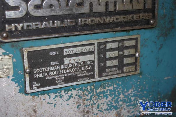 2" x 2" x 1/4" Scotchman #207J42080, hydraulic ironworker, 18 ton, 3 HP, 50 SPM, #74989 - Image 10
