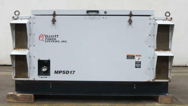 15 KW Elliott #MPSD-17, diesel generator set, 120/240 Volts, 1-phase, 260 HP, sound attenuated enclosure, 289 - Image 1