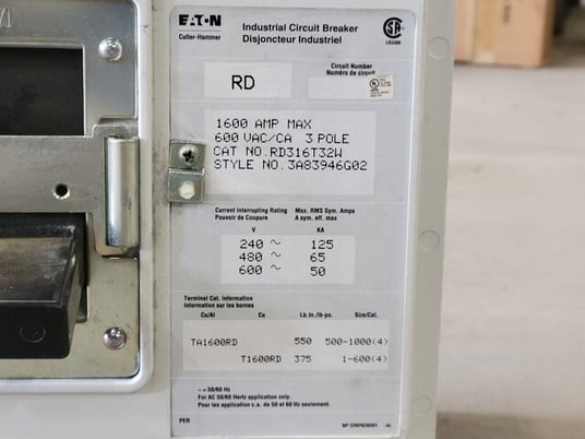 1600 Amps, Eaton Cutler-Hammer, DSLII-516, 3-pole low voltage fused pwr circuit brkr - Image 8