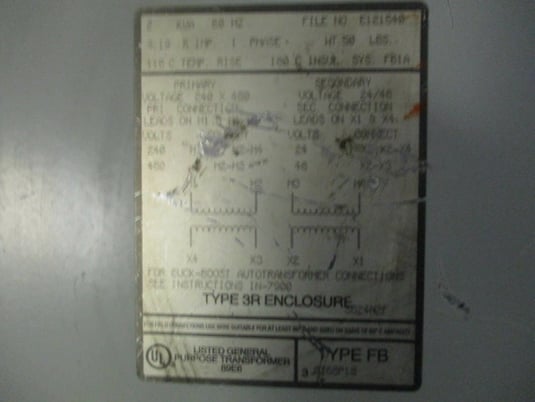 2 KVA 240x480 Primary, 24/48 Secondary, Siemens 2BB2448 Buck Boost transformer, 1 yr warranty - Image 2
