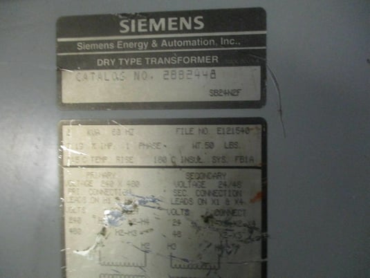 2 KVA 240x480 Primary, 24/48 Secondary, Siemens 2BB2448 Buck Boost transformer, 1 yr warranty - Image 3