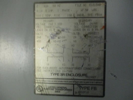 2 KVA 240x480 Primary, 24/48 Secondary, Siemens 2BB2448 Buck Boost transformer, 1 yr warranty - Image 5