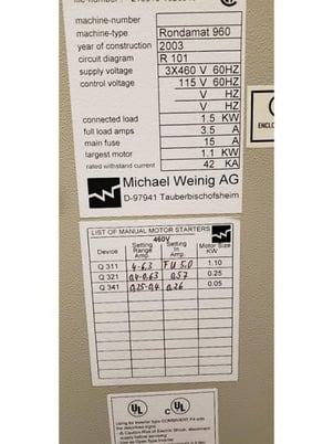 Weinig #R960, Profile Grinder, 9-29/64" amx tool width, 11-13/16" max cutting circle, 8-7/8" max grinding - Image 7