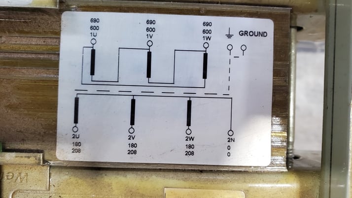 10.4 KVA 690/600 Primary, 208/180 Secondary, Noratel isolation transformer - Image 4