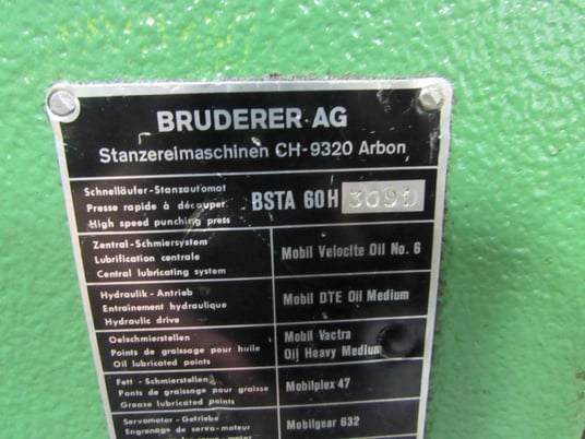 60 Ton, Bruderer #BSTA60H, high speed straight side, 4 pillar precision press, 3" stroke, 150-800 SPM variable - Image 5