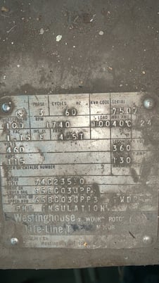 100 HP 1740 RPM Westinghouse, Frame 405T, Drip-Proof Ball Bearing, 460 Volts - Image 2