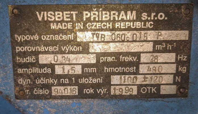 Visbet Pribram #TVB060.015P, single deck vibrating screen, 1999 - Image 3