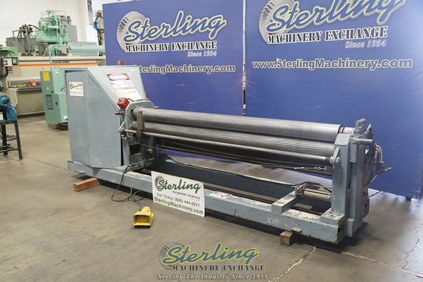 8' Potter & Johnston, power bending plate metal sheet rolls, emergency cable stop, air drop end, foot pedal - Image 3