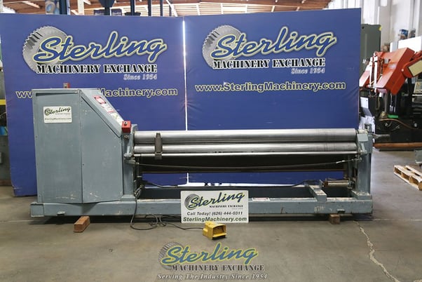 8' Potter & Johnston, power bending plate metal sheet rolls, emergency cable stop, air drop end, foot pedal - Image 4