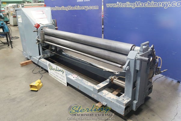 8' Potter & Johnston, power bending plate metal sheet rolls, emergency cable stop, air drop end, foot pedal - Image 6