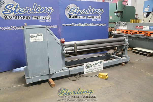 8' Potter & Johnston, power bending plate metal sheet rolls, emergency cable stop, air drop end, foot pedal - Image 8