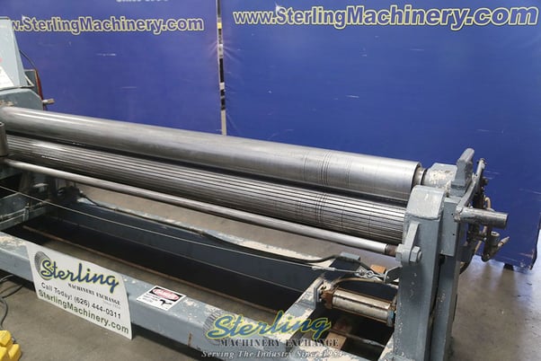 8' Potter & Johnston, power bending plate metal sheet rolls, emergency cable stop, air drop end, foot pedal - Image 10