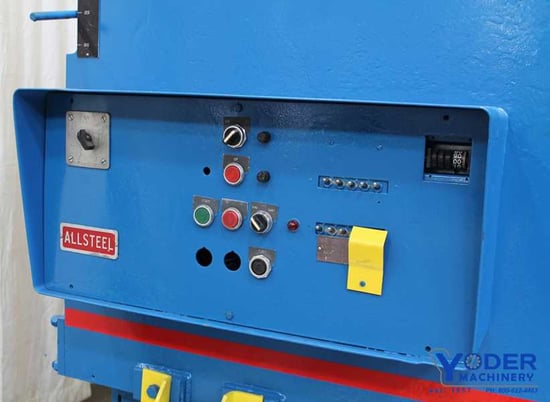 1/4" x 12' Allsteel #1/4-12, hydraulic shear, front operated power back gauge, 19 hold downs, 25 HP, 1997 - Image 6