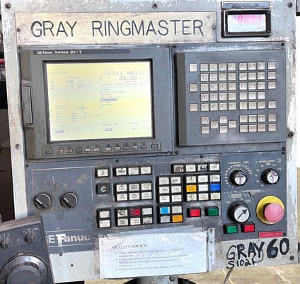 60" Gray #Ringmaster, 64" sw, 4-jaw, Fanuc 21i-T, 5 turret, chip conveyor - Image 3