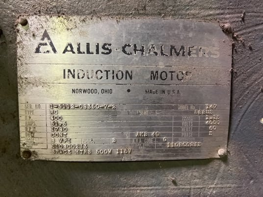 400 HP 1800 RPM Allis-chalmers, Frame 588US, WPIBB, 4000 Volts - Image 1