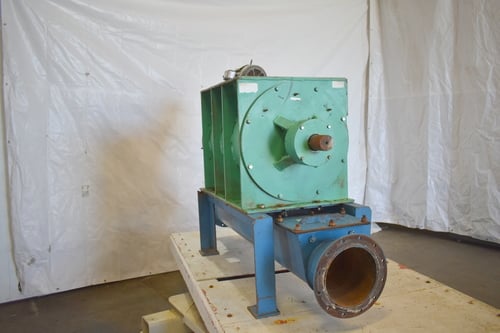 Metal wheel rotating valve feeder, 19" x 26" inside opening, 5 HP Baldor motor - Image 3