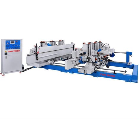Cam-Wood #Set-812SCCWWX, Double End Tenoner w/Sanding, 12-Head, 5" thick x 96" L, 10" x 1" diameter Miter, 8" - Image 1