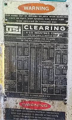 500 Ton, USI Clearing #S2-500-108-60, straight side double crank tie rod press, 12" stroke, 38" Shut Height - Image 7