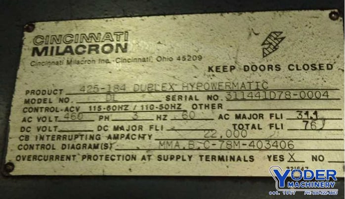 Cincinnati #425-184, duplex production mill, 18" x80" table, 48" long travel, #50 NSTD, #69103 - Image 5