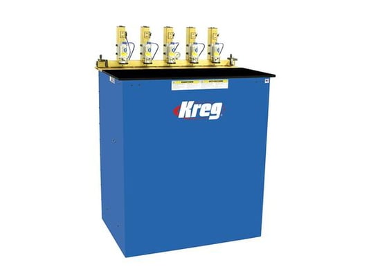 Kreg #DK-5100, Pocket Hole Boring Machine, (5) 0.75 HP, mounted on 6" centers, foot pedal cycle, prefilter - Image 1