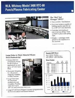 40 Ton, Whitney #3400RTC-60-680-850 Combination, punch plasma machine, 1998 - Image 9