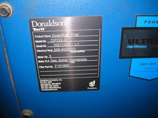Donaldson Torit #DFO 2-2, Dust Collector, 3 HP, 208-460/60/3, S/N 10211424 - L1 - Image 3