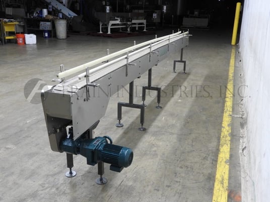 7-1/2" wide x 13.4' long, Gramac #9357/B93, Stainless Steel table top conveyor, mounted on 4 legs - Image 2